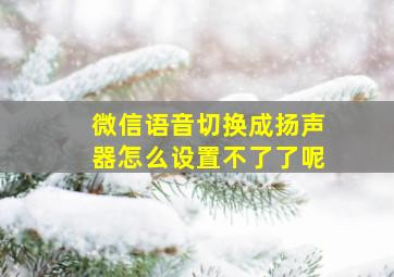 微信语音切换成扬声器怎么设置不了了呢