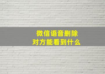 微信语音删除对方能看到什么