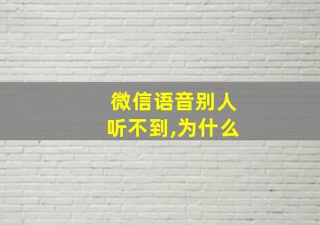 微信语音别人听不到,为什么