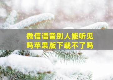 微信语音别人能听见吗苹果版下载不了吗