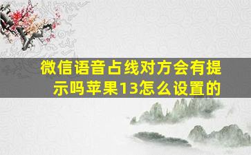 微信语音占线对方会有提示吗苹果13怎么设置的