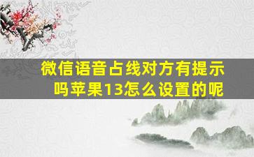 微信语音占线对方有提示吗苹果13怎么设置的呢