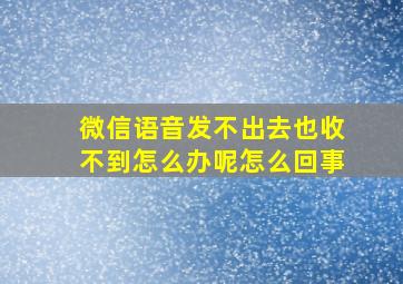 微信语音发不出去也收不到怎么办呢怎么回事