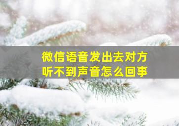 微信语音发出去对方听不到声音怎么回事