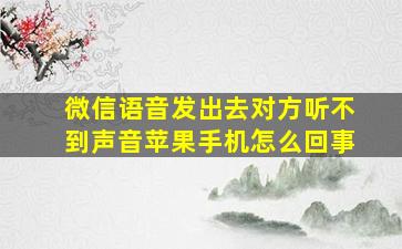 微信语音发出去对方听不到声音苹果手机怎么回事