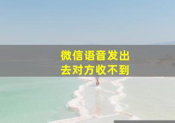 微信语音发出去对方收不到