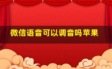 微信语音可以调音吗苹果