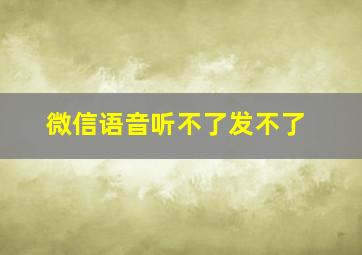 微信语音听不了发不了