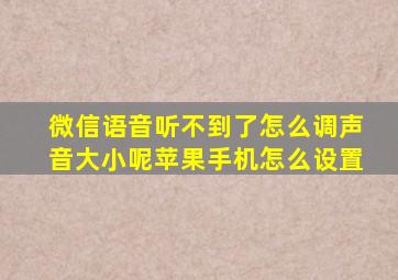 微信语音听不到了怎么调声音大小呢苹果手机怎么设置