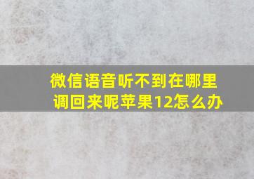 微信语音听不到在哪里调回来呢苹果12怎么办