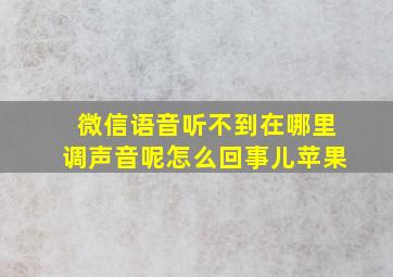 微信语音听不到在哪里调声音呢怎么回事儿苹果