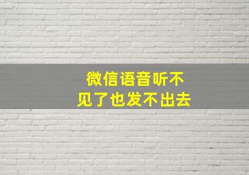 微信语音听不见了也发不出去