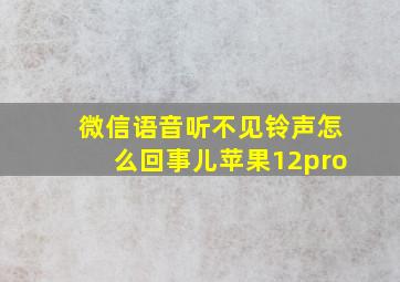 微信语音听不见铃声怎么回事儿苹果12pro