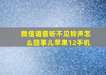 微信语音听不见铃声怎么回事儿苹果12手机