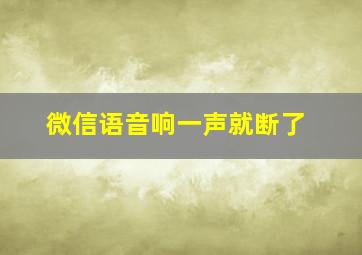 微信语音响一声就断了