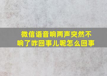 微信语音响两声突然不响了咋回事儿呢怎么回事