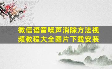 微信语音噪声消除方法视频教程大全图片下载安装