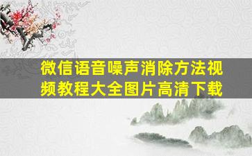 微信语音噪声消除方法视频教程大全图片高清下载