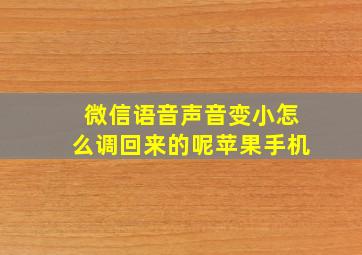 微信语音声音变小怎么调回来的呢苹果手机