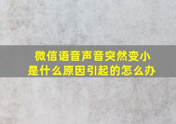 微信语音声音突然变小是什么原因引起的怎么办