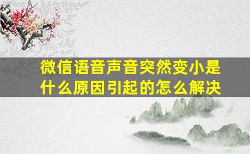 微信语音声音突然变小是什么原因引起的怎么解决