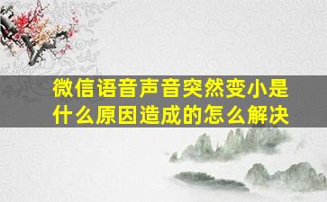 微信语音声音突然变小是什么原因造成的怎么解决