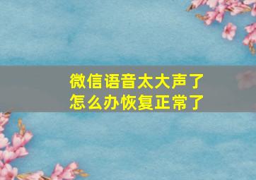 微信语音太大声了怎么办恢复正常了