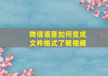 微信语音如何变成文件格式了呢视频