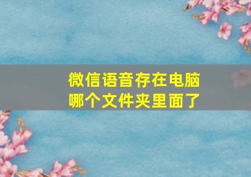 微信语音存在电脑哪个文件夹里面了