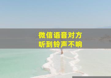 微信语音对方听到铃声不响