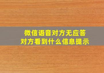 微信语音对方无应答对方看到什么信息提示