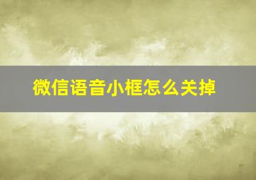 微信语音小框怎么关掉