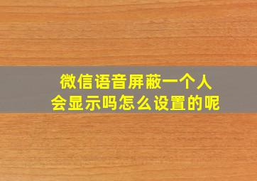 微信语音屏蔽一个人会显示吗怎么设置的呢