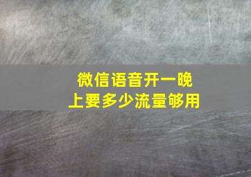 微信语音开一晚上要多少流量够用