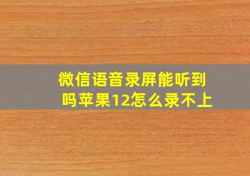 微信语音录屏能听到吗苹果12怎么录不上