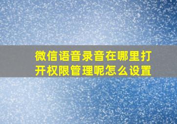 微信语音录音在哪里打开权限管理呢怎么设置