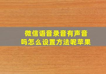 微信语音录音有声音吗怎么设置方法呢苹果