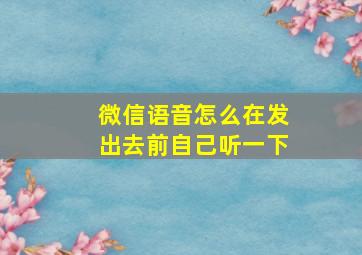 微信语音怎么在发出去前自己听一下