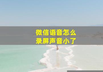 微信语音怎么录屏声音小了