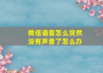 微信语音怎么突然没有声音了怎么办