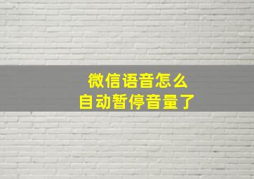 微信语音怎么自动暂停音量了