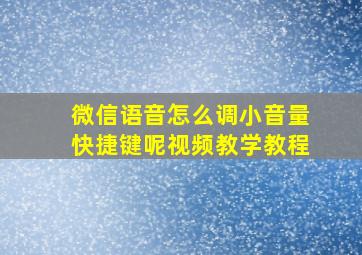 微信语音怎么调小音量快捷键呢视频教学教程