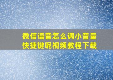 微信语音怎么调小音量快捷键呢视频教程下载