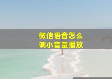 微信语音怎么调小音量播放