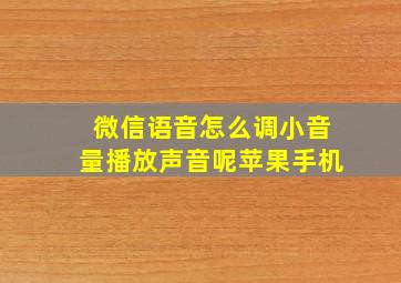 微信语音怎么调小音量播放声音呢苹果手机