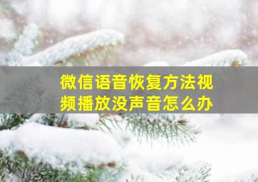 微信语音恢复方法视频播放没声音怎么办