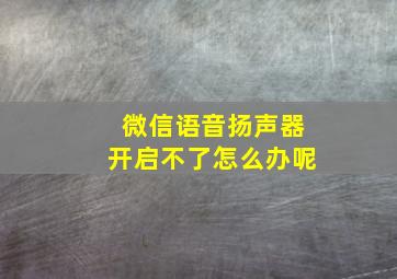 微信语音扬声器开启不了怎么办呢