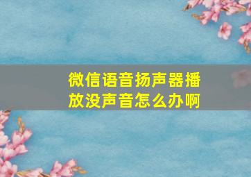 微信语音扬声器播放没声音怎么办啊