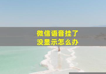 微信语音挂了没显示怎么办