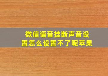 微信语音挂断声音设置怎么设置不了呢苹果